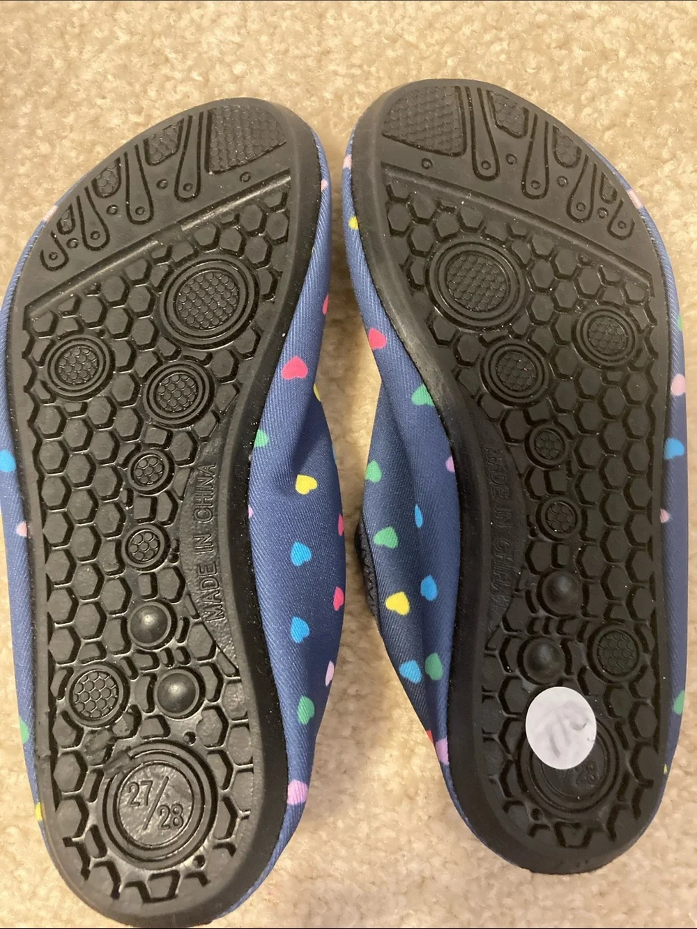 Kids Navy Heart Water Shoes - Comfortable Slip-On
